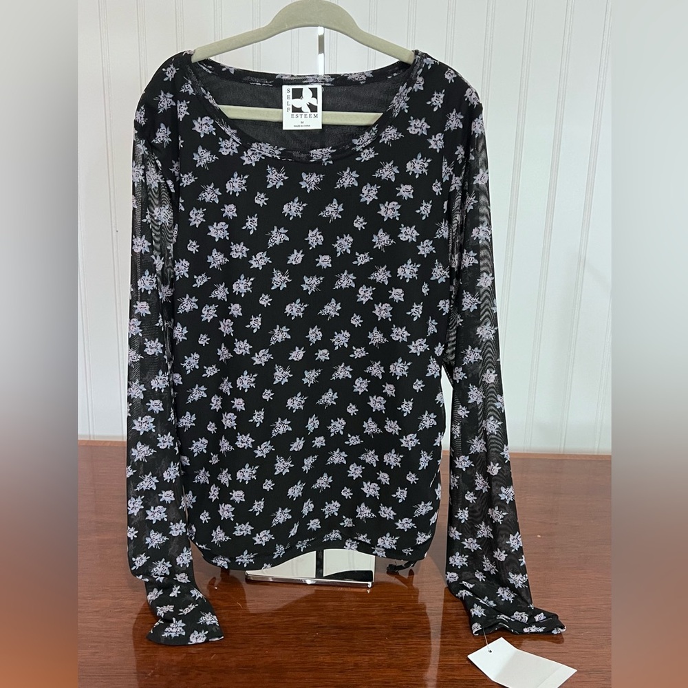 Patterned Black and Purple Girls Top